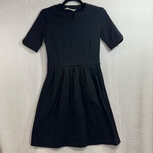 Atelier B Dress XS Black Jersey A-Line Pleated Formal Classy Party‎ Elegant Midi